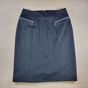 Michael Kors Charcoal Grey Ponte Knit Zipper Pencil Skirt 4 Corp Goth Career